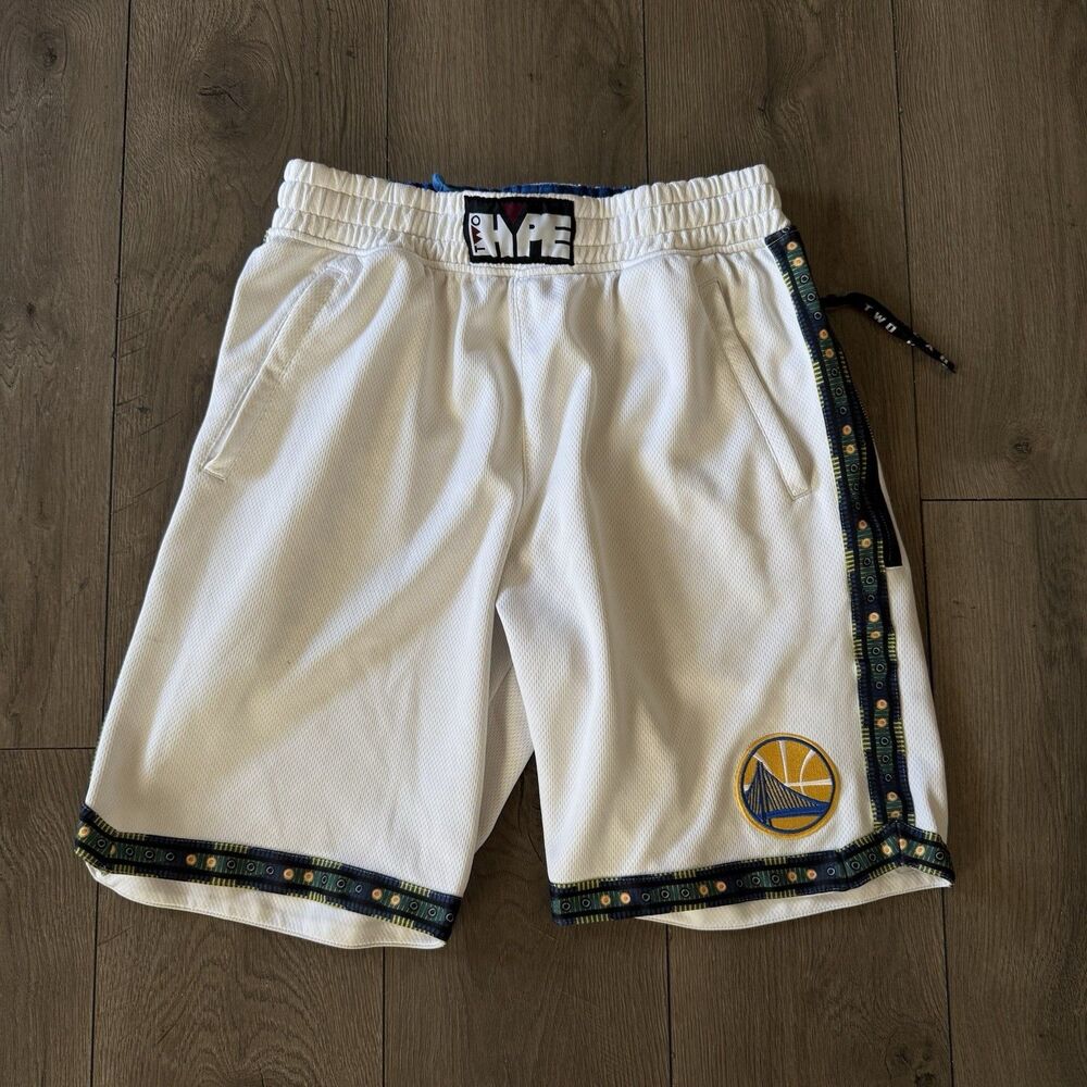 NBA LAB Two Hype Golden State Warriors Shorts Mens Large Mesh Streetwear GSW